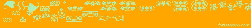 ImFellFlowers2-Schriftart – Grüne Schriften auf orangefarbenem Hintergrund