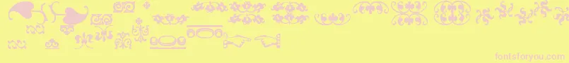 ImFellFlowers2-fontti – vaaleanpunaiset fontit keltaisella taustalla