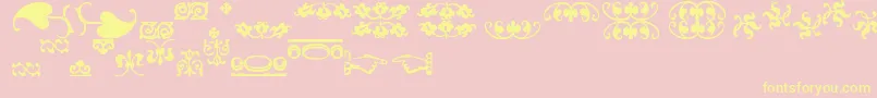 ImFellFlowers2-Schriftart – Gelbe Schriften auf rosa Hintergrund