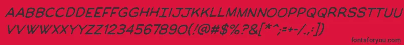 フォントManlymenbbItal – 赤い背景に黒い文字