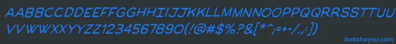 ManlymenbbItal Font – Blue Fonts on Black Background