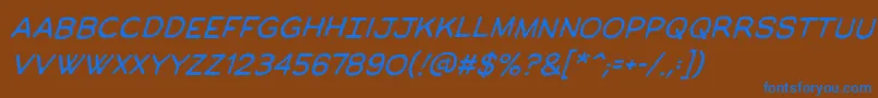 ManlymenbbItal Font – Blue Fonts on Brown Background