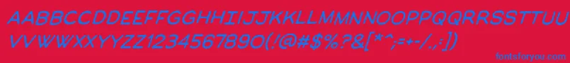 ManlymenbbItal Font – Blue Fonts on Red Background