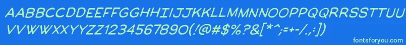 ManlymenbbItal Font – Green Fonts on Blue Background