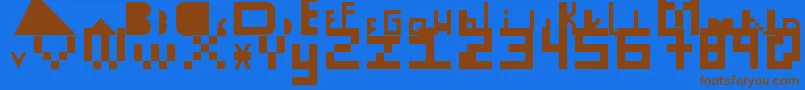 フォントHolaBitch – 茶色の文字が青い背景にあります。