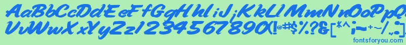 Handyman94Bold Font – Blue Fonts on Green Background