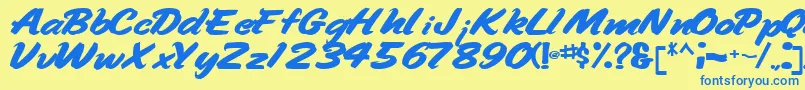 Handyman94Bold Font – Blue Fonts on Yellow Background