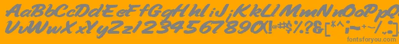 Fonte Handyman94Bold – fontes cinzas em um fundo laranja