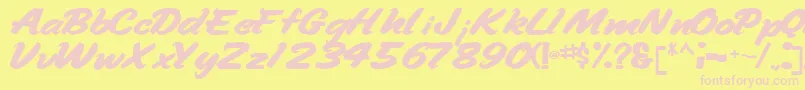 Handyman94Bold Font – Pink Fonts on Yellow Background