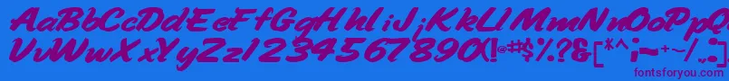 Handyman94Bold Font – Purple Fonts on Blue Background