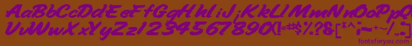 Handyman94Bold-Schriftart – Violette Schriften auf braunem Hintergrund