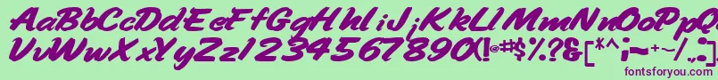 Handyman94Bold Font – Purple Fonts on Green Background