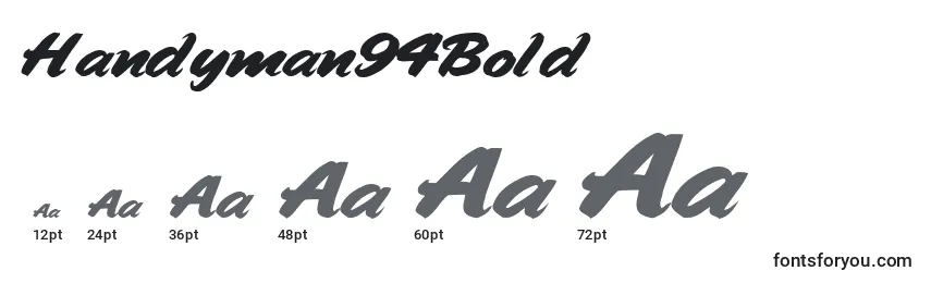 Handyman94Bold Font Sizes