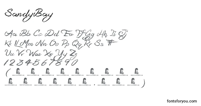 Schriftart SandyBay – Alphabet, Zahlen, spezielle Symbole