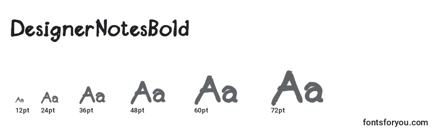 DesignerNotesBold Font Sizes