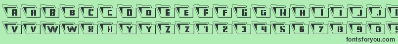 Eyesonlyoutleft-fontti – mustat fontit vihreällä taustalla