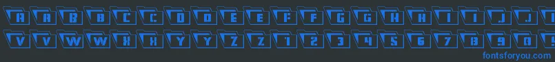 フォントEyesonlyoutleft – 黒い背景に青い文字