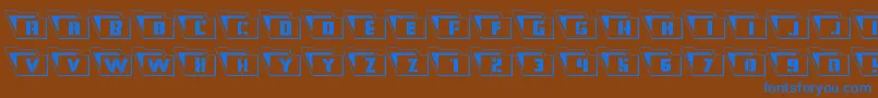 フォントEyesonlyoutleft – 茶色の背景に青い文字