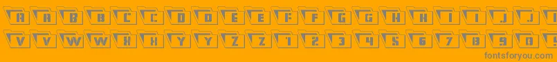 Eyesonlyoutleft-Schriftart – Graue Schriften auf orangefarbenem Hintergrund