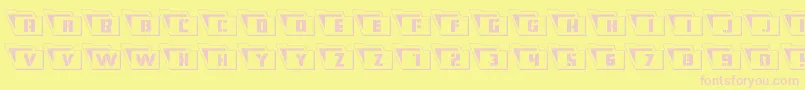 Eyesonlyoutleft-Schriftart – Rosa Schriften auf gelbem Hintergrund