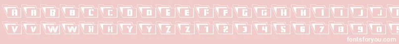 Eyesonlyoutleft-fontti – valkoiset fontit vaaleanpunaisella taustalla