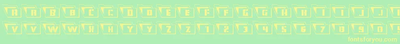 Eyesonlyoutleft-fontti – keltaiset fontit vihreällä taustalla