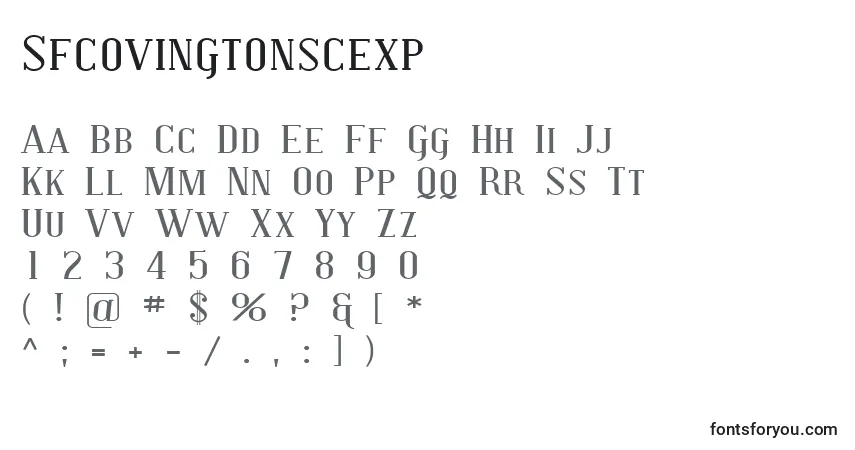 A fonte Sfcovingtonscexp – alfabeto, números, caracteres especiais