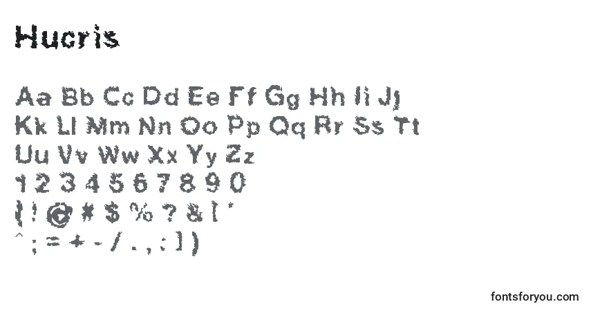 Czcionka Hucris – alfabet, cyfry, specjalne znaki