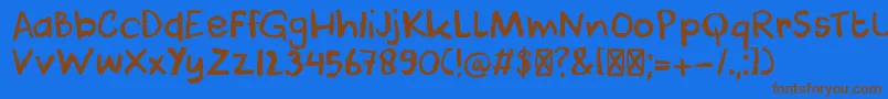 DkCoolCrayon Font – Brown Fonts on Blue Background