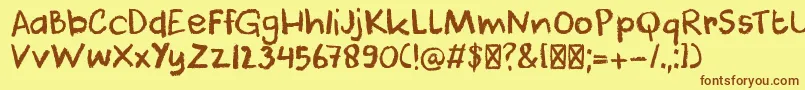 DkCoolCrayon Font – Brown Fonts on Yellow Background