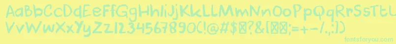 DkCoolCrayon Font – Green Fonts on Yellow Background