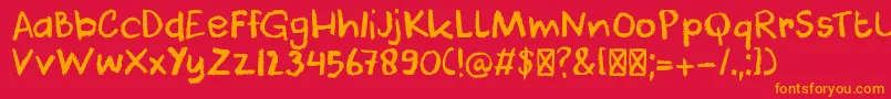 DkCoolCrayon Font – Orange Fonts on Red Background