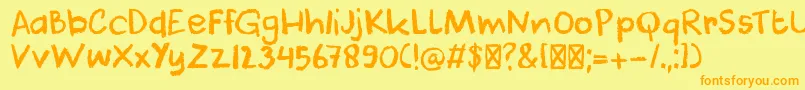 DkCoolCrayon Font – Orange Fonts on Yellow Background