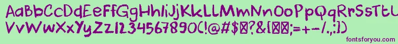 DkCoolCrayon Font – Purple Fonts on Green Background