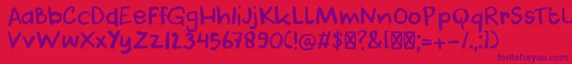 DkCoolCrayon Font – Purple Fonts on Red Background