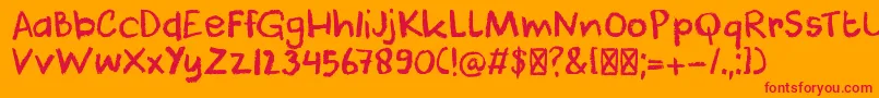 DkCoolCrayon Font – Red Fonts on Orange Background