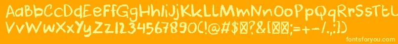 DkCoolCrayon Font – Yellow Fonts on Orange Background