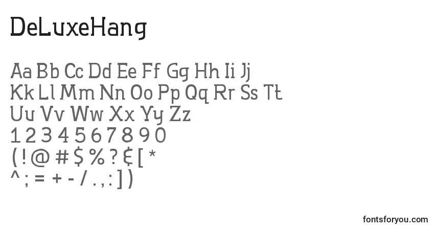 Czcionka DeLuxeHang – alfabet, cyfry, specjalne znaki