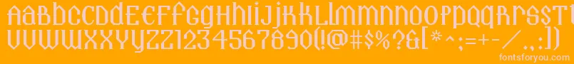 Landmark-Schriftart – Rosa Schriften auf orangefarbenem Hintergrund