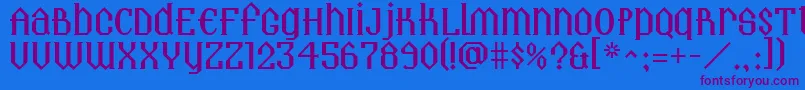 フォントLandmark – 紫色のフォント、青い背景