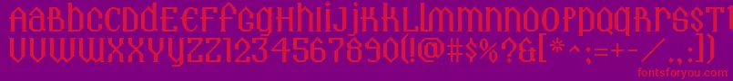 Landmark-fontti – punaiset fontit violetilla taustalla