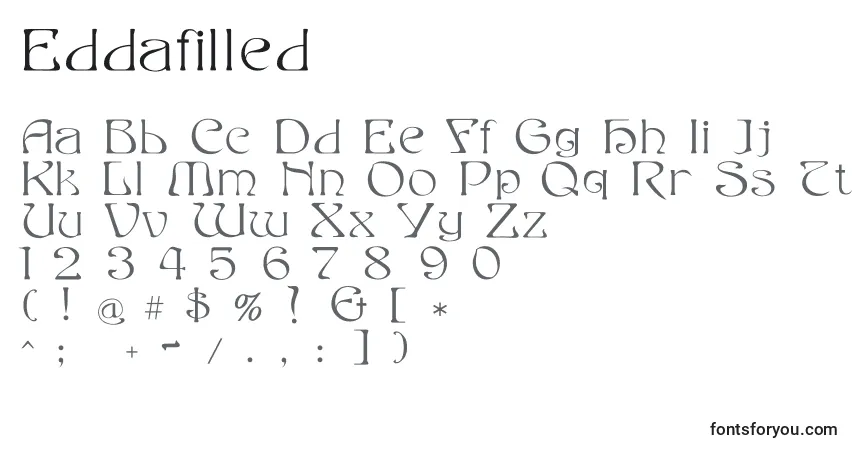 Шрифт Eddafilled – алфавит, цифры, специальные символы