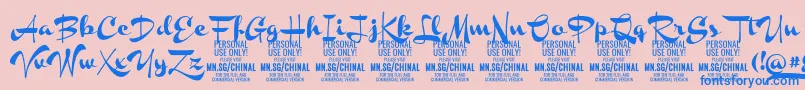 ChinalblackPersonalUse Font – Blue Fonts on Pink Background