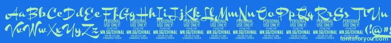 ChinalblackPersonalUse Font – Green Fonts on Blue Background