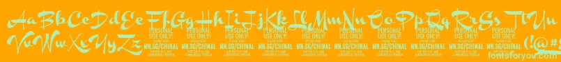 ChinalblackPersonalUse Font – Green Fonts on Orange Background