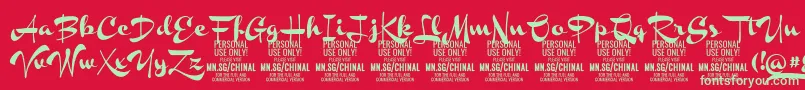 ChinalblackPersonalUse Font – Green Fonts on Red Background