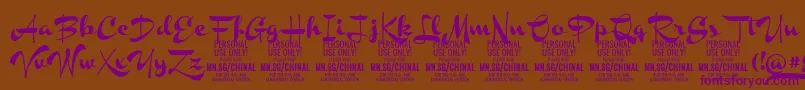 ChinalblackPersonalUse Font – Purple Fonts on Brown Background