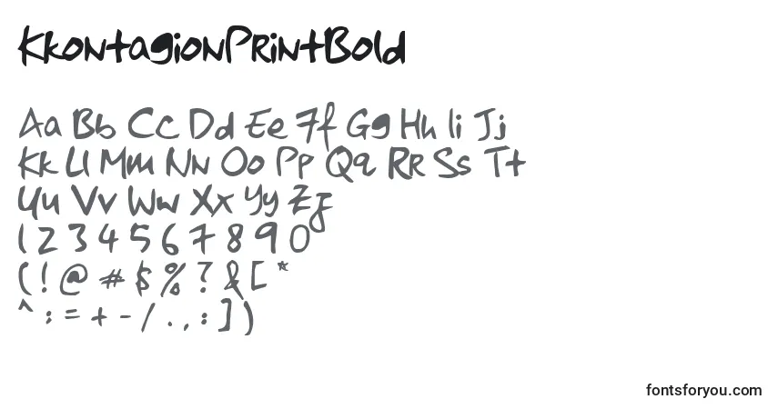 A fonte KkontagionPrintBold – alfabeto, números, caracteres especiais