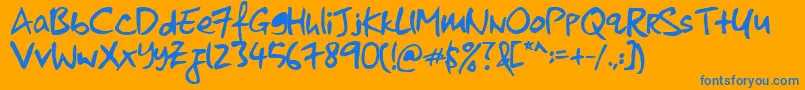 KkontagionPrintBold Font – Blue Fonts on Orange Background