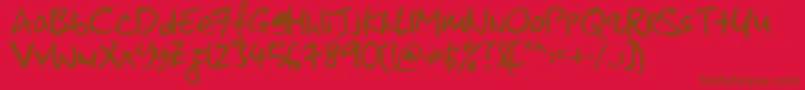 KkontagionPrintBold Font – Brown Fonts on Red Background